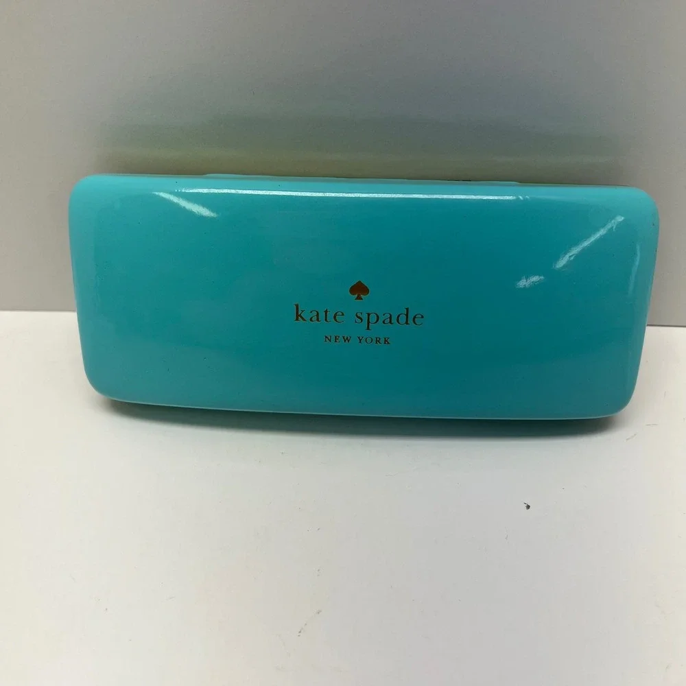 Kate Spade New York Hard Shell Glasses Case‎ Turquoise Blue Olive Green Eyes OS